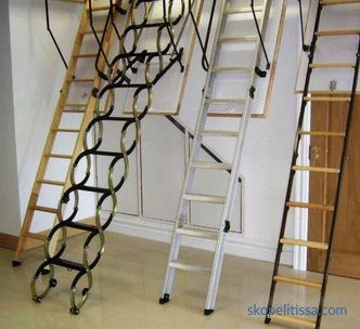 Tavan arasına çıkan merdivenler: çeşitleri, sınıflandırılması, montaj yöntemleri