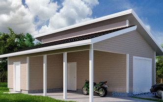 Bir gölgelik ile garaj: inşaat için malzeme seçimi